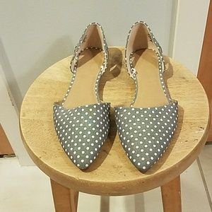 Polka dot chambray d'orsay flats
